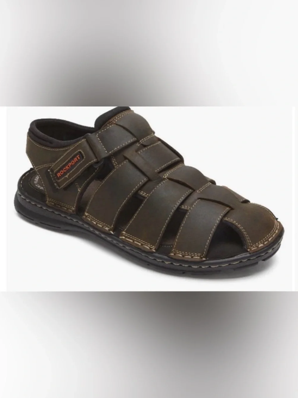 Rockport MEN'S DARWYN FISHERMAN SLINGBACK SANDAL Men's Brown Sandals Size 7.5